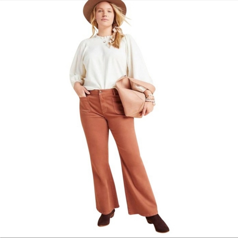 Pilcro & the Letterpress Anthro High Rise Boot Cut Pants Size 32 Rust Orange